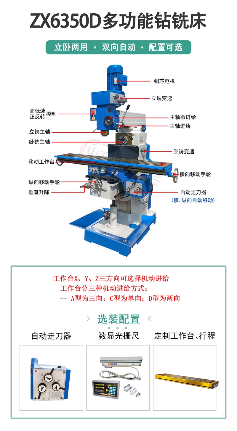 ZX6350D多功能鉆床設(shè)備結(jié)構(gòu)和配置